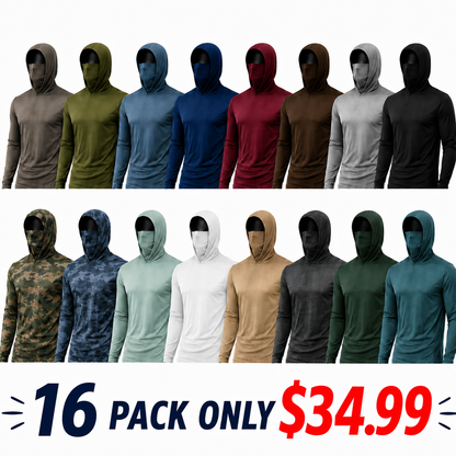 ✨Men's UPF 50+ Long-Sleeve Sun-Protection Hoodie (with Sleeve Pocket and Face Mask)✨