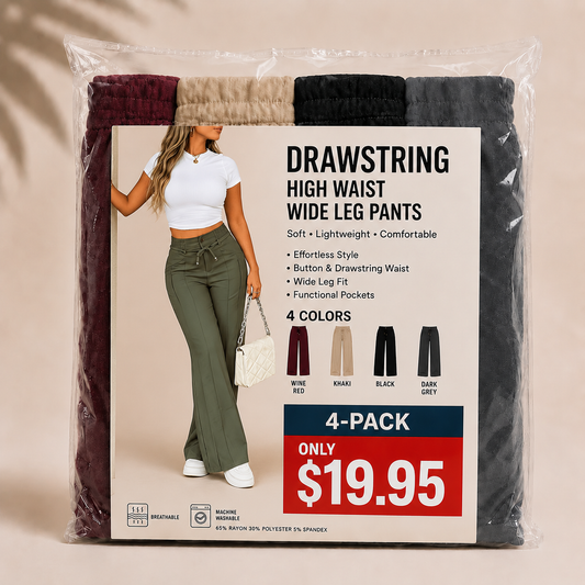 New Summer Linen Cotton High Rise Wide Leg Pants Adjustable Drawstring Waist Soft Sweat Wicking Loose Fit Daily Wear Pants For Women