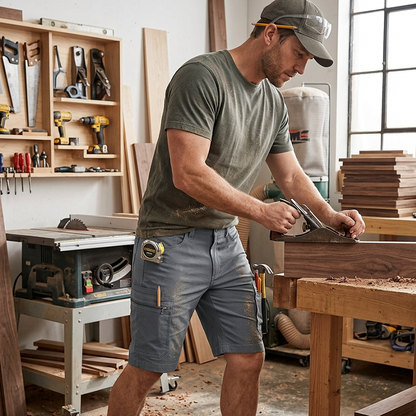 Multi Pack Men Casual Work Cargo Shorts, Button Waist Belt Loops, Secure Zip Side Cargo Pockets Lightweight Outdoor Walking Short Pants