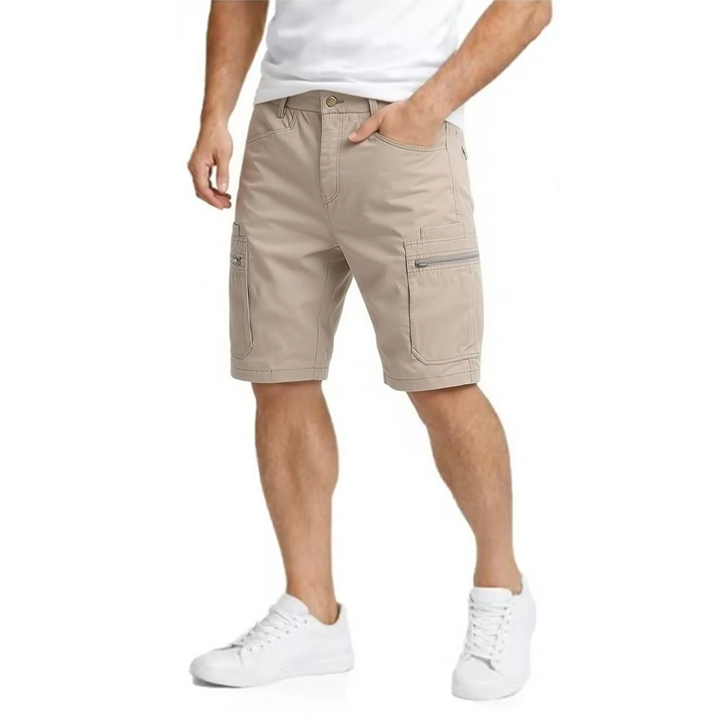 Multi Pack Men Casual Work Cargo Shorts, Button Waist Belt Loops, Secure Zip Side Cargo Pockets Lightweight Outdoor Walking Short Pants