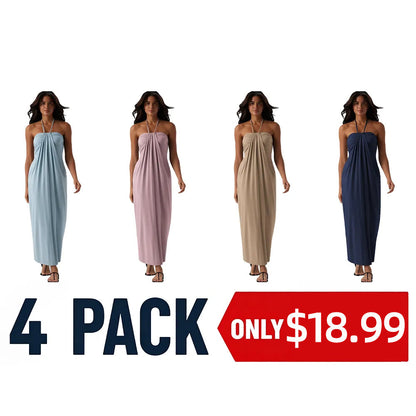 Halter Tie Back Maxi Dress with Pockets