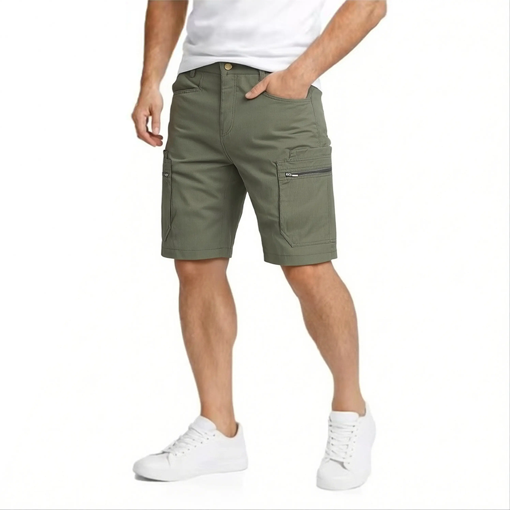 Multi Pack Men Casual Work Cargo Shorts, Button Waist Belt Loops, Secure Zip Side Cargo Pockets Lightweight Outdoor Walking Short Pants