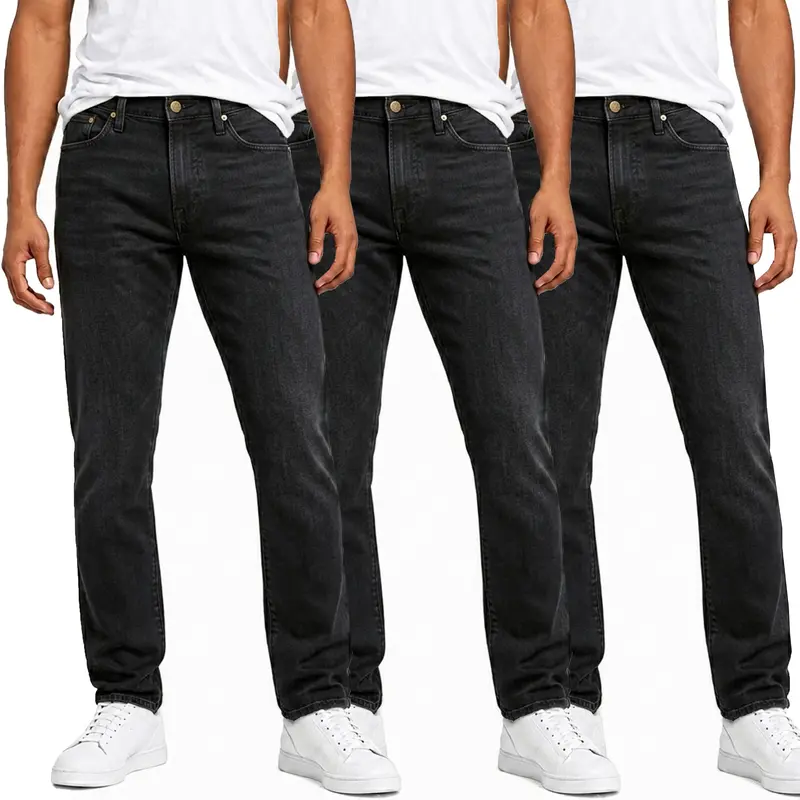 Men's 5-Pack Flex Stretch Slim Straight Jeans with 5 Pockets Denim Fabric Menswear
