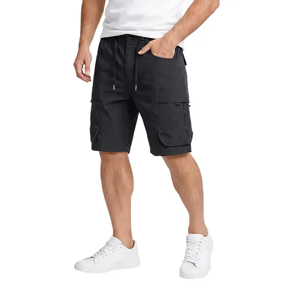 Multi Pack Men Casual Work Cargo Shorts, Button Waist Belt Loops, Secure Zip Side Cargo Pockets Lightweight Outdoor Walking Short Pants