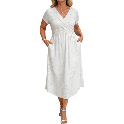 Women's Elegant V-Neck Twist Front Dress