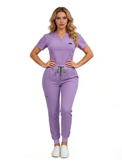 Women's Daily Wear Two-Piece Outfit, Anti-Pilling Lightweight Breathable Multi-Pocket Top & Side Pocket Jogger Pants