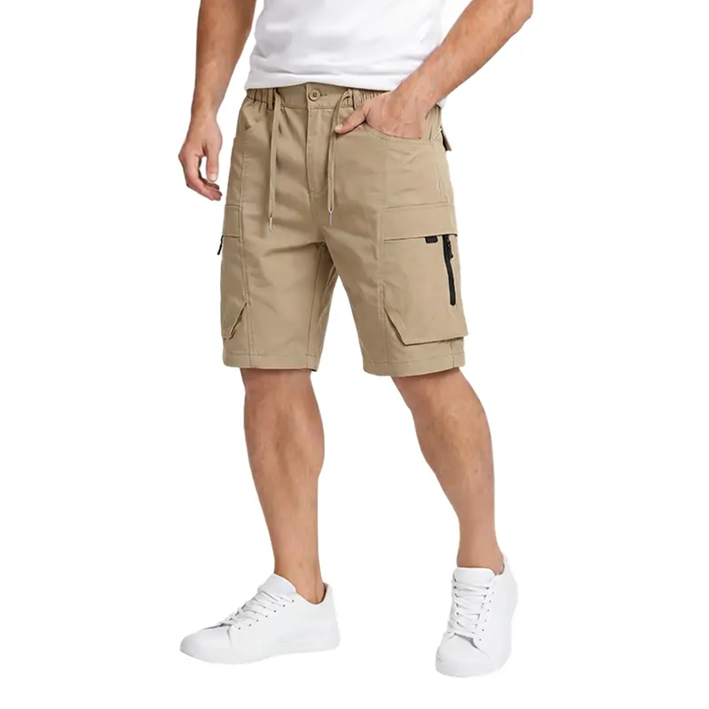 Multi Pack Men Casual Work Cargo Shorts, Button Waist Belt Loops, Secure Zip Side Cargo Pockets Lightweight Outdoor Walking Short Pants