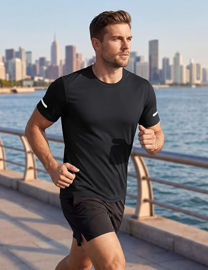 9-PACK Men's Print Reflective Stripe Sports T-Shirts