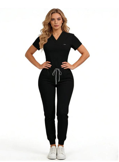Women's Daily Wear Two-Piece Outfit, Anti-Pilling Lightweight Breathable Multi-Pocket Top & Side Pocket Jogger Pants
