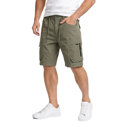 Multi Pack Men Casual Work Cargo Shorts, Button Waist Belt Loops, Secure Zip Side Cargo Pockets Lightweight Outdoor Walking Short Pants
