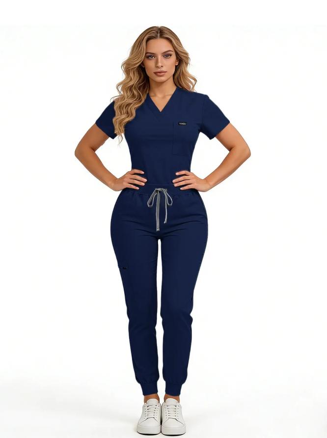 Women's Daily Wear Two-Piece Outfit, Anti-Pilling Lightweight Breathable Multi-Pocket Top & Side Pocket Jogger Pants