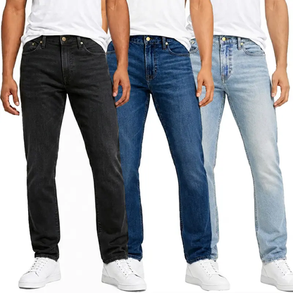 Men's 5-Pack Flex Stretch Slim Straight Jeans with 5 Pockets Denim Fabric Menswear