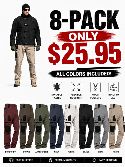 Mens Ripstop Tactical Cargo Trousers Zip Side Pockets