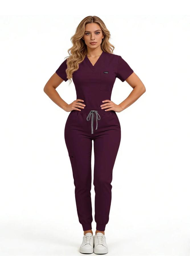 Women's Daily Wear Two-Piece Outfit, Anti-Pilling Lightweight Breathable Multi-Pocket Top & Side Pocket Jogger Pants