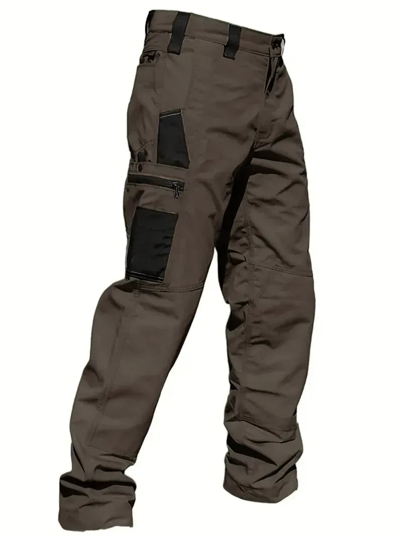 Mens Ripstop Tactical Cargo Trousers Zip Side Pockets