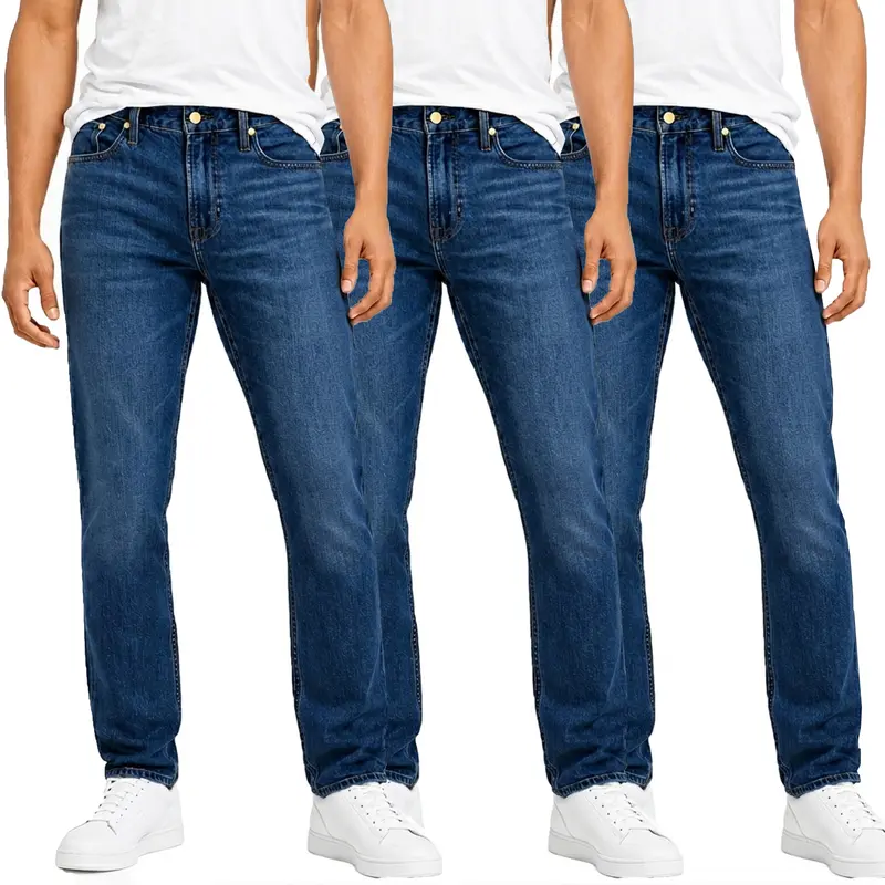 Men's 5-Pack Flex Stretch Slim Straight Jeans with 5 Pockets Denim Fabric Menswear