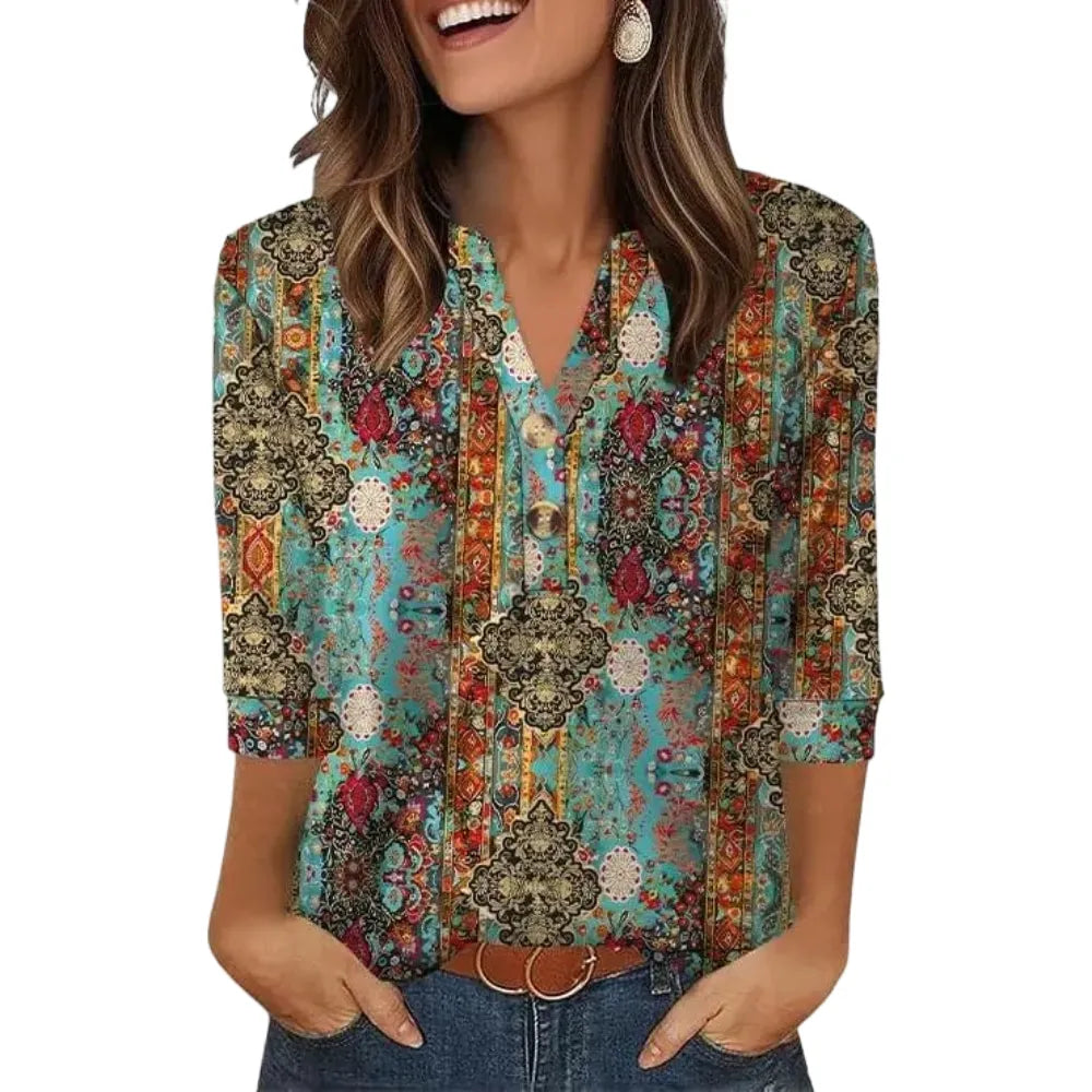 Women's Tops 3/4 Sleeve Heley Shirts for Women Summer Fashion Blouses